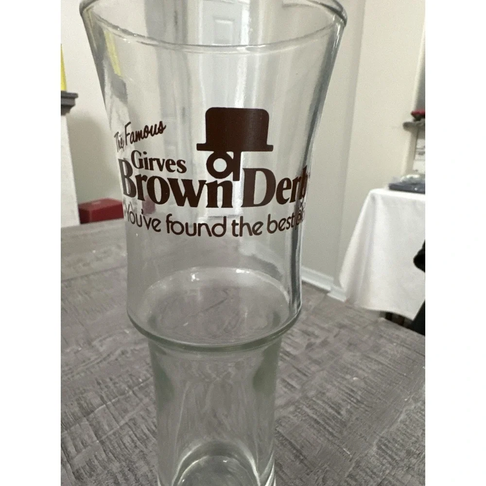 Vintage Girves Brown Derby Pilsner Glass Retro Barware 8.5 Inch‎ Tall Beer Glass